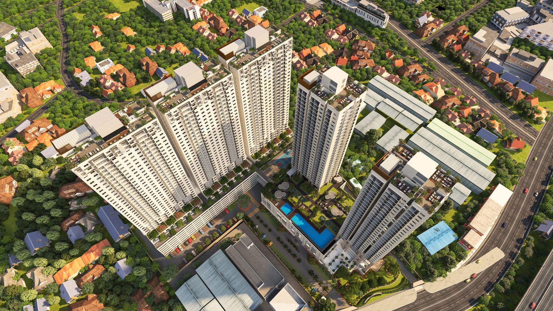 Aerial view of the Marina Square site